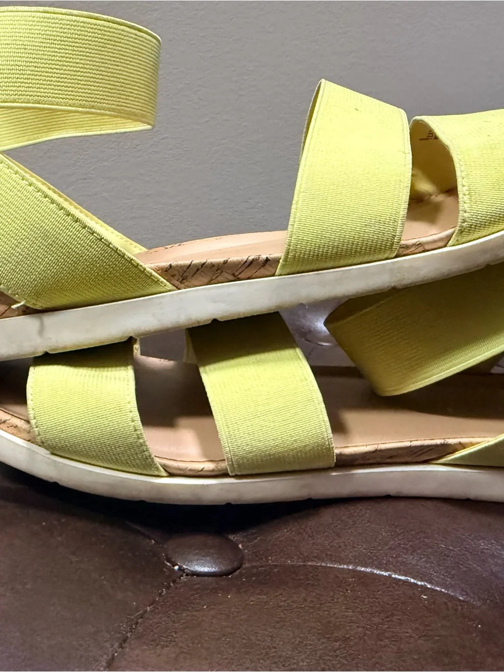 Women’s Yellow Strappy Elastic Flat Sandals